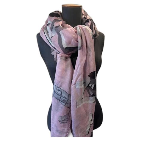 chanel scarf pink gray|authentic Chanel scarf.